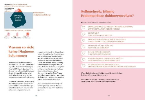 Buchcover und Innenansicht für das Buch: Der Endometriose-Balance-Plan
