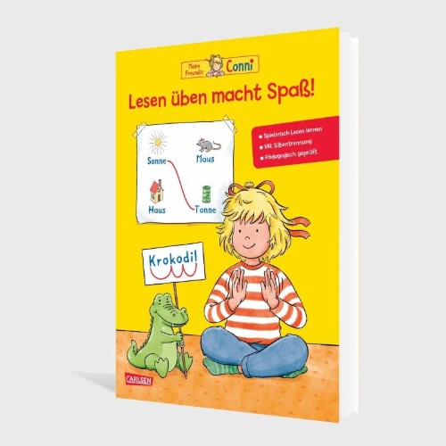 Buchcover und Innenansicht für das Buch: Conni Gelbe Reihe (Beschäftigungsbuch): Lesen üben macht Spaß!