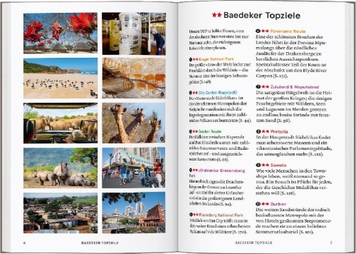 Buchcover und Innenansicht für das Buch: Baedeker SMART Reiseführer Südafrika