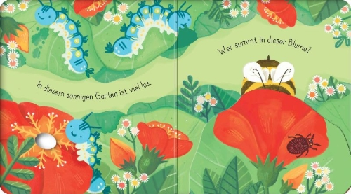 Buchcover und Innenansicht für das Buch: Mein erstes Entdecker-Klappenbuch: Kleine Biene im Garten