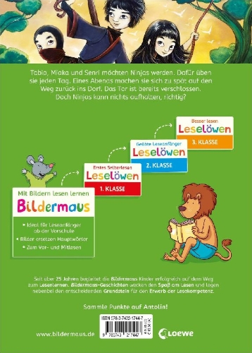Buchcover und Innenansicht für das Buch: Bildermaus - Abenteuer mit den Ninjas