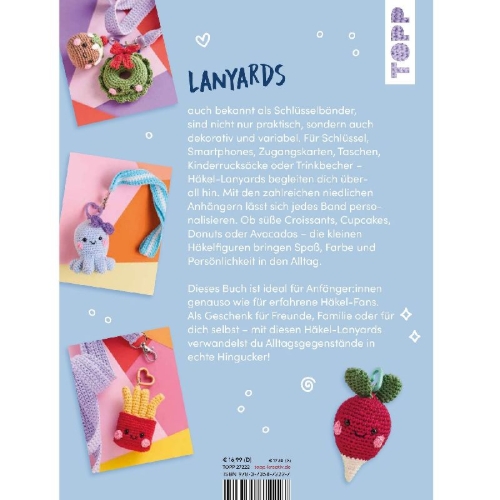 Buchcover und Innenansicht für das Buch: Lovely Lanyards häkeln
