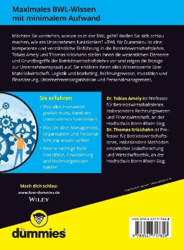 Buchcover und Innenansicht für das Buch: BWL für Dummies