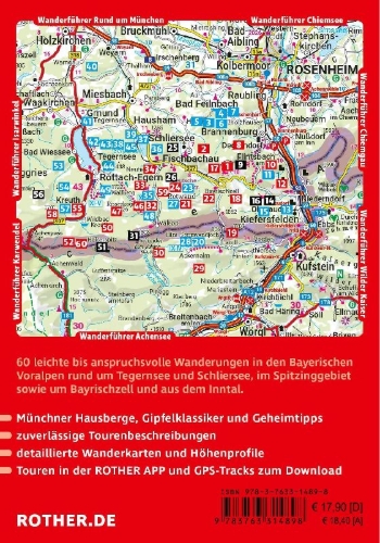 Buchcover und Innenansicht für das Buch: ROTHER Wanderführer Tegernsee, Schliersee, Spitzingsee. 60 Touren in den Bayerischen Voralpen zwischen Isar und Inn
