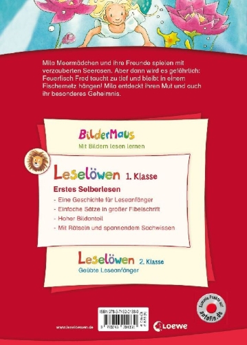 Buchcover und Innenansicht für das Buch: Leselöwen 1. Klasse - Das Geheimnis des Meermädchens