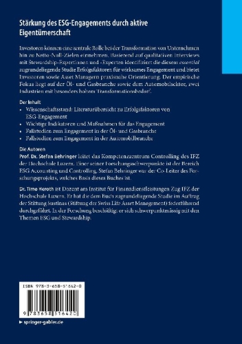 Buchcover und Innenansicht für das Buch: Stärkung des ESG-Engagements durch aktive Eigentümerschaft