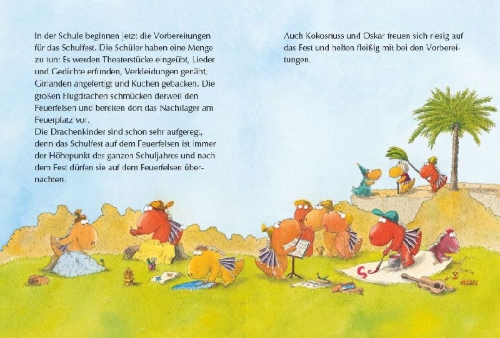 Buchcover und Innenansicht für das Buch: Der kleine Drache Kokosnuss - Die lustigsten Schulgeschichten - Set