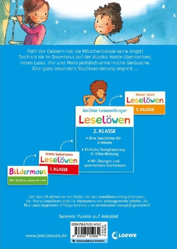 Buchcover und Innenansicht für das Buch: Leselöwen 2. Klasse - Die Mädchenbande auf Geisterjagd