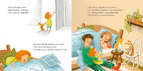 Buchcover und Innenansicht für das Buch: Hallo Baby, lach mit mir! (Pappbilderbuch für alle Geschwisterchen)