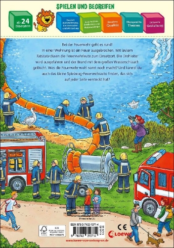 Buchcover und Innenansicht für das Buch: Wo ist das kleine Feuerwehrauto?
