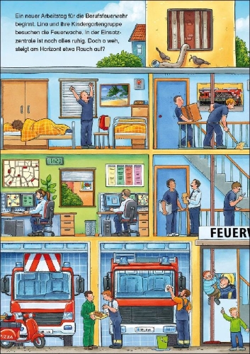 Buchcover und Innenansicht für das Buch: Wo ist das kleine Feuerwehrauto?