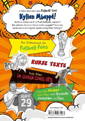 Buchcover und Innenansicht für das Buch: Football Superstars. Mbappé Rules