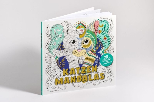 Buchcover und Innenansicht für das Buch: Katzen-Mandalas - 28 Motive zum Entspannen und Wohlfühlen