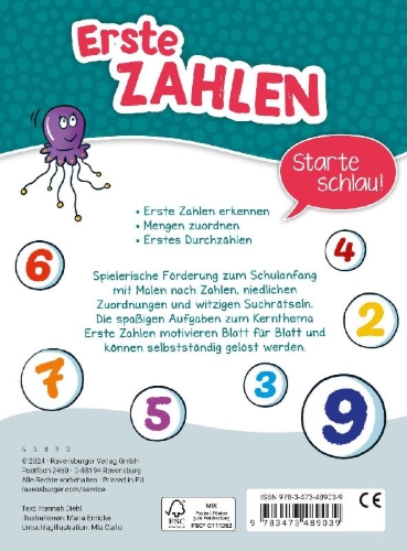 Buchcover und Innenansicht für das Buch: Mein Block zum Schulanfang: Erste Zahlen