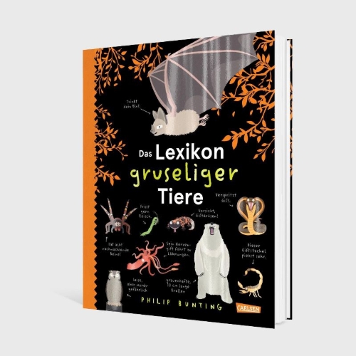 Buchcover und Innenansicht für das Buch: Das Lexikon gruseliger Tiere