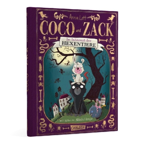 Buchcover und Innenansicht für das Buch: Coco und Zack: Coco und Zack - Im Internat der Hexentiere.