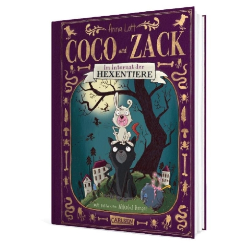 Buchcover und Innenansicht für das Buch: Coco und Zack: Coco und Zack - Im Internat der Hexentiere.