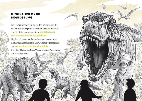 Buchcover und Innenansicht für das Buch: Tiger-Team - Friedhof der Dinosaurier