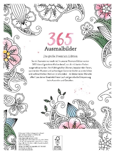 Buchcover und Innenansicht für das Buch: 365 Ausmalbilder
