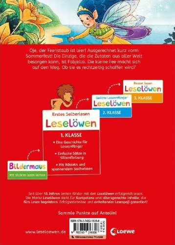 Buchcover und Innenansicht für das Buch: Leselöwen 1. Klasse - Das Geheimnis des Feenstaubs