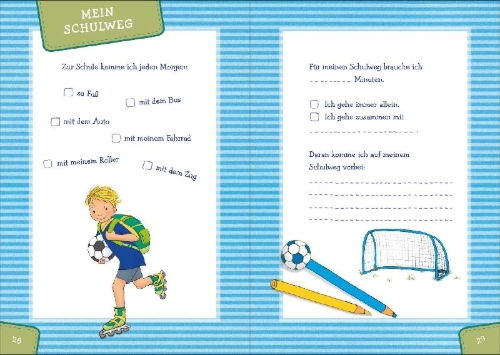 Buchcover und Innenansicht für das Buch: Mein erster Schultag - Fußball