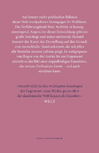 Buchcover und Innenansicht für das Buch: The Performer Art, Life, Politics