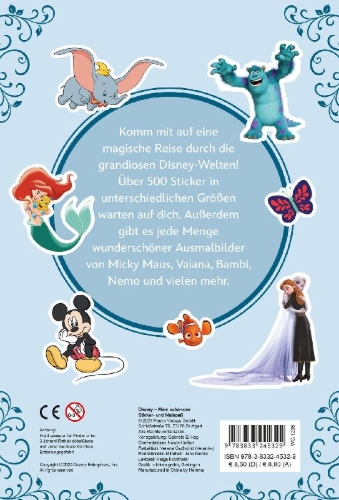Buchcover und Innenansicht für das Buch: Disney: Mein schönster Sticker- und Malspaß