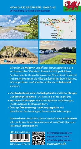 Buchcover und Innenansicht für das Buch: Entdeckertouren mit dem Wohnmobil Wales