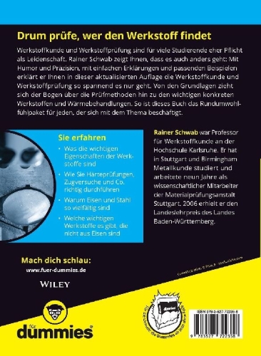 Buchcover und Innenansicht für das Buch: Werkstoffkunde und Werkstoffprüfung für Dummies