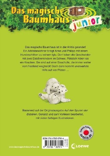 Buchcover und Innenansicht für das Buch: Das magische Baumhaus junior 12 - Rettung für die kleinen Eisbären