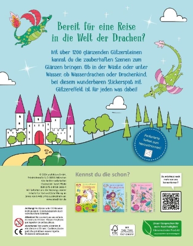 Buchcover und Innenansicht für das Buch: Mein Diamant-Stickerheft - Drachen