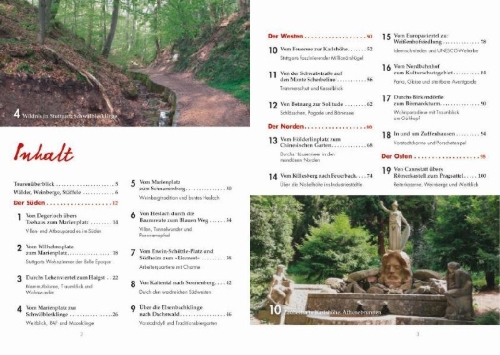 Buchcover und Innenansicht für das Buch: Wandern in Stuttgart