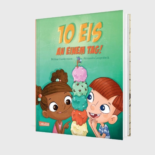 Buchcover und Innenansicht für das Buch: Zehn Eis an einem Tag