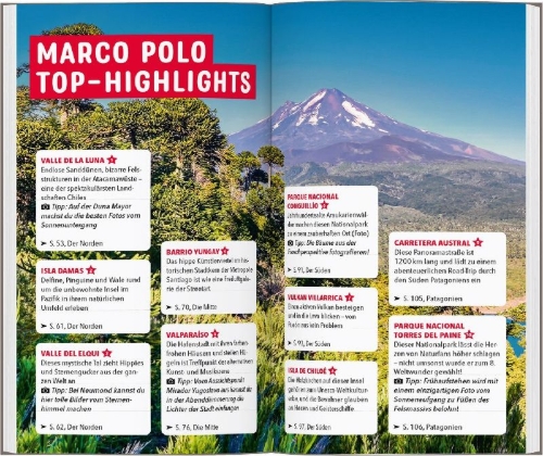 Buchcover und Innenansicht für das Buch: MARCO POLO Reiseführer Chile