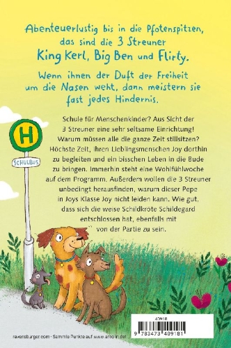 Buchcover und Innenansicht für das Buch: 3 Streuner und der sprechende Berg