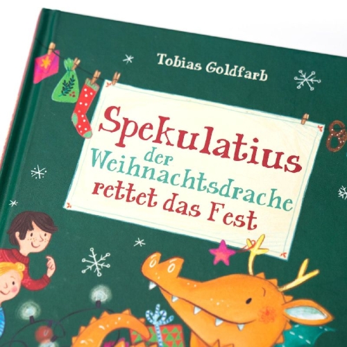 Buchcover und Innenansicht für das Buch: Spekulatius, der Weihnachtsdrache rettet das Fest