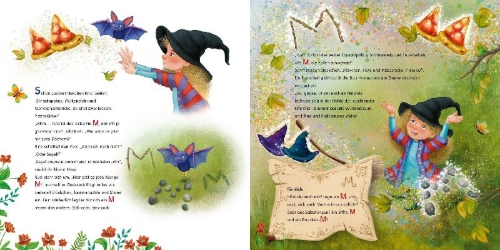 Buchcover und Innenansicht für das Buch: Simsalapokus, Rina! Die wilde Buchstaben-Hexerei