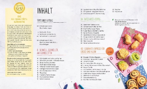 Buchcover und Innenansicht für das Buch: Expresskochen for Family