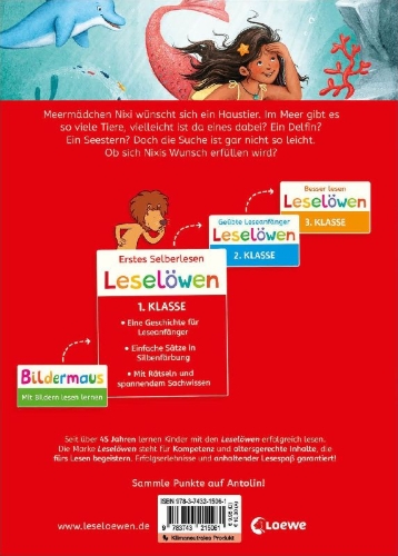 Buchcover und Innenansicht für das Buch: Leselöwen 1. Klasse - Das Meermädchen und der große Wunsch