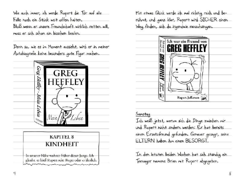 Buchcover und Innenansicht für das Buch: Diary of a Wimpy Kid: The Ugly Truth