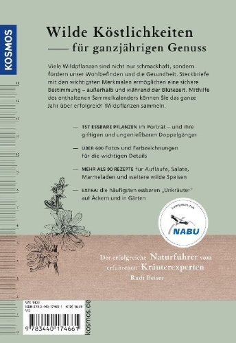 Buchcover und Innenansicht für das Buch: Unsere essbaren Wildpflanzen