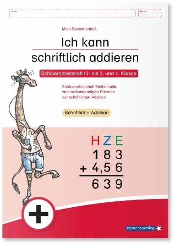 Buchcover und Innenansicht für das Buch: Ich kann schriftlich addieren und subtrahieren - 2 Arbeitshefte im Set