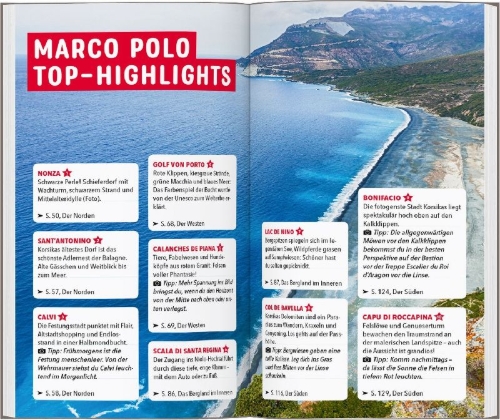 Buchcover und Innenansicht für das Buch: MARCO POLO Reiseführer Korsika