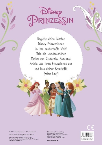 Buchcover und Innenansicht für das Buch: Disney Prinzessin: Zauberhafter Malblock