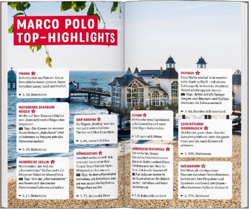 Buchcover und Innenansicht für das Buch: MARCO POLO Reiseführer Rügen, Hiddensee, Stralsund