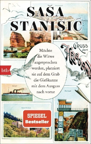 Buchcover und Innenansicht für das Buch: Möchte die Witwe angesprochen werden, platziert sie auf dem Grab die Gießkanne mit dem Ausguss nach vorne