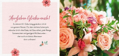 Buchcover und Innenansicht für das Buch: Was ich dir wünsche zum 60. Geburtstag