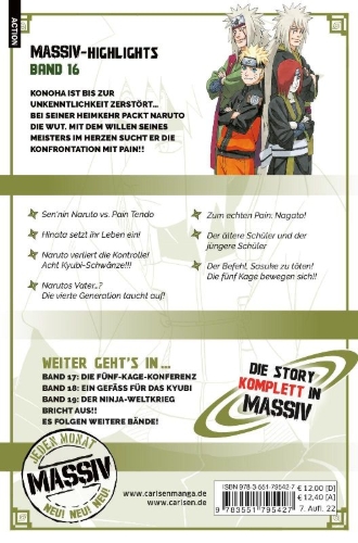 Buchcover und Innenansicht für das Buch: NARUTO Massiv 16