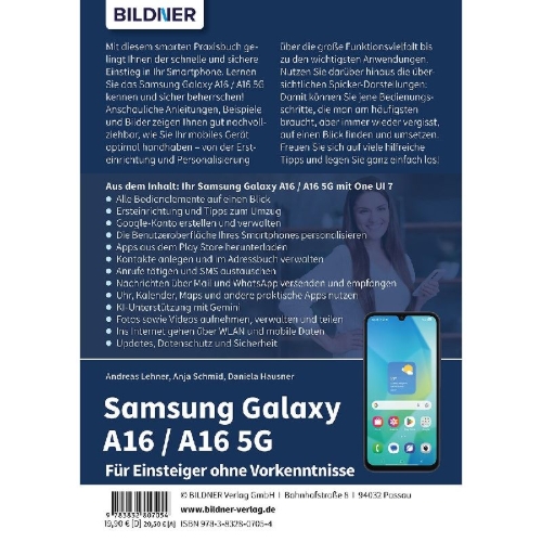 Buchcover und Innenansicht für das Buch: Samsung Galaxy A16 / A16 5G - Für Einsteiger ohne Vorkenntnisse