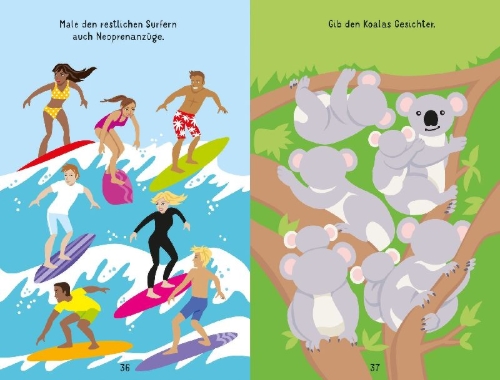 Buchcover und Innenansicht für das Buch: Das kreative Kritzelbuch für unterwegs